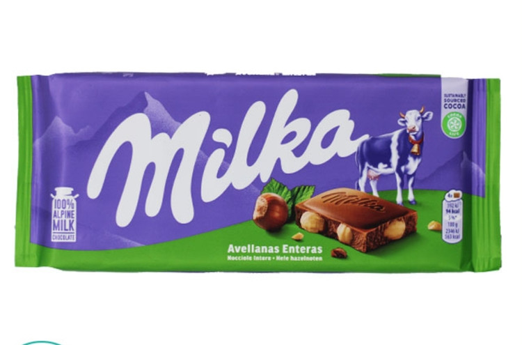 شکلات فندق تکه ای میلکا۱۰۰ گرمی اورجینال