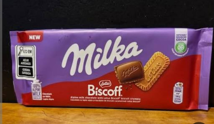 شکلات میلکا با مغز بیسکوییت لوتوس _ 100 گرم